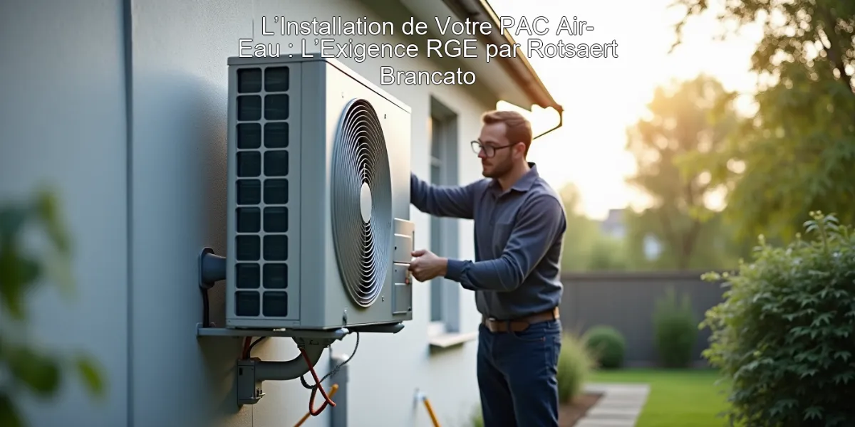 L’Installation de Votre PAC Air-Eau : L’Exigence RGE par Rotsaert Brancato